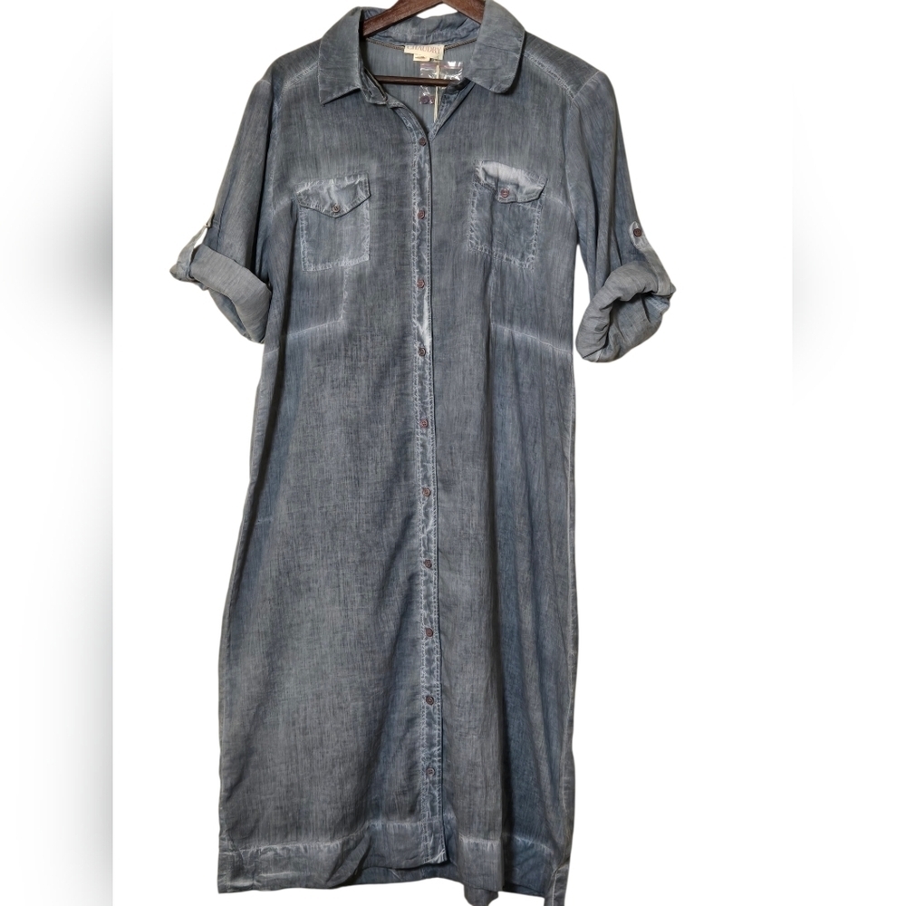 Chaudry Women's Shirt Dress - Blue Sz Lg - Picture 6 of 6